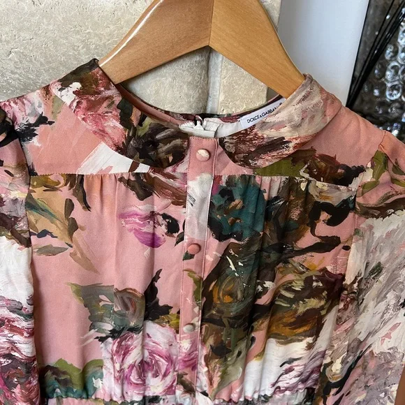 Dolce & Gabbana Floral Pink and Green Dress
